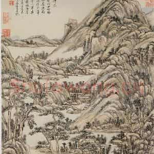 清代 王原祁《仿黄公望山水》国画山水作品图片鉴赏