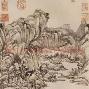 清代 王原祁《山水高宗御题》国画山水作品图片鉴赏