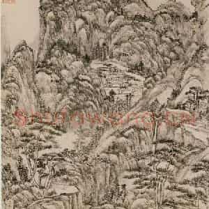 清代 王原祁《仿王蒙笔意》国画山水作品图片鉴赏