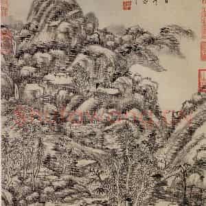清代 王原祁《仿黄公望山水》国画山水作品图片鉴赏