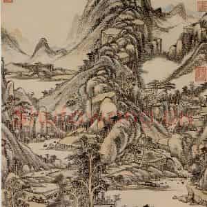 清代 王原祁《画溪崦林庐》国画山水作品图片鉴赏