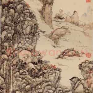 清代 王原祁《华山秋色》国画山水作品图片鉴赏