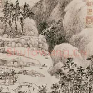 清代 黄鼎《溪山行旅》国画山水作品图片鉴赏