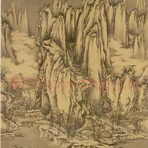 清代 黄鼎《画群峰雪霁》国画山水作品图片鉴赏