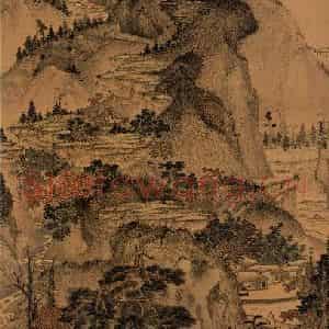 明代 关思《秋林听泉》国画综合作品图片鉴赏