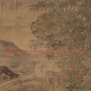 明代 陶成《菊花双兔图》国画综合作品图片鉴赏