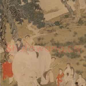 明代 丁云鹏《扫象图》国画综合作品图片鉴赏