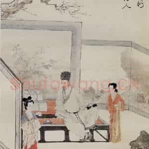 明代 唐寅《仿唐人仕女》国画人物作品图片鉴赏