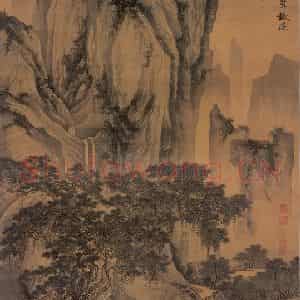 明代 唐寅《画山路松声》国画山水作品图片鉴赏