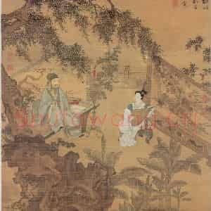 明代 唐寅《陶古赠词图》国画人物作品图片鉴赏
