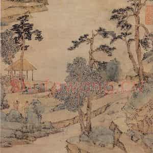 明代 文征明《雨余春树》国画作品图片鉴赏