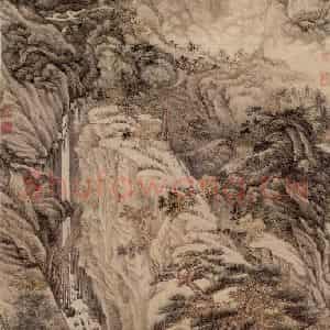 明代 沈周《庐山高》国画山水作品图片鉴赏