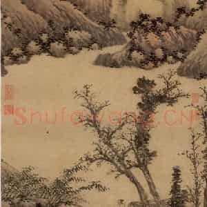明代 沈周《扁舟诗思图》国画山水作品图片鉴赏