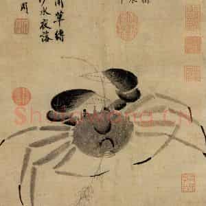 明代 沈周《画郭索图》国画花鸟作品图片鉴赏