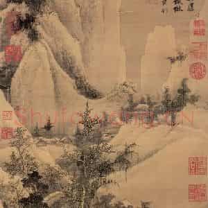 明代 唐寅《函闗雪霁图》国画山水作品图片鉴赏