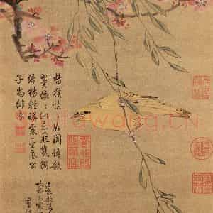 明代 蓝瑛《画花鸟》国画花鸟作品图片鉴赏