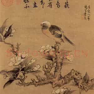明代 蓝瑛《画花鸟》国画花鸟作品图片鉴赏