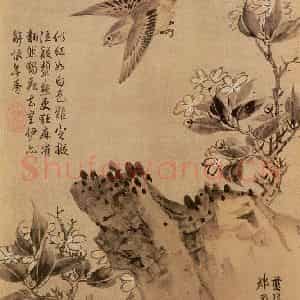 明代 蓝瑛《画花鸟》国画花鸟作品图片鉴赏