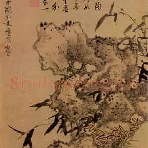 明代 蓝瑛《画花鸟》国画花鸟作品图片鉴赏