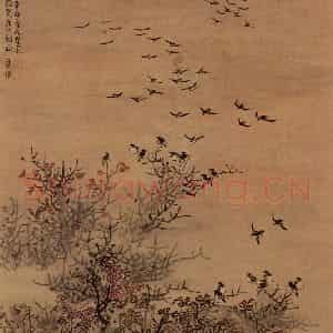 明代 蓝瑛《画花鸟》国画花鸟作品图片鉴赏