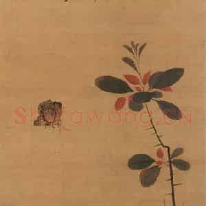明代 陈洪绶《花蝶写生》国画花鸟作品图片鉴赏