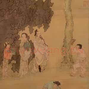 明代 崔子忠《云林洗桐图》国画人物作品图片鉴赏
