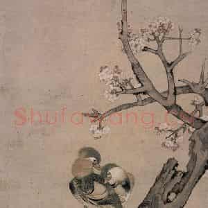 明代 吴彬《文杏双禽图》国画花鸟作品图片鉴赏