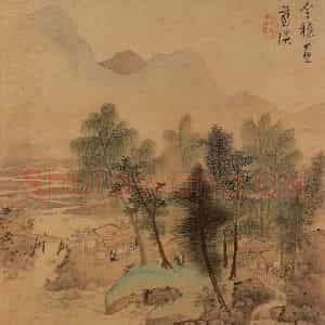明代 蓝瑛《仿古山水》国画山水作品图片鉴赏