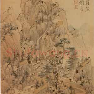 明代 蓝瑛《仿古山水》国画山水作品图片鉴赏