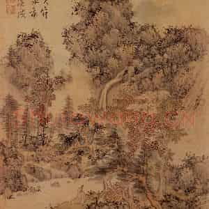 明代 蓝瑛《仿古山水》国画山水作品图片鉴赏