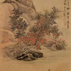 明代 蓝瑛《仿古山水》国画山水作品图片鉴赏