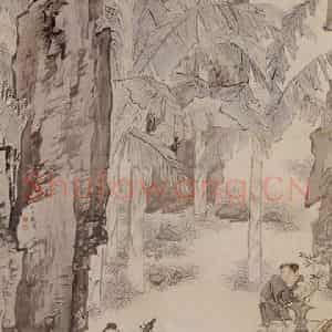 明代 仇英《蕉阴结夏》国画综合作品图片鉴赏