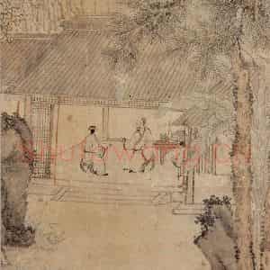 明代 文征明《琴鹤图清高宗御题》国画综合作品图片鉴赏