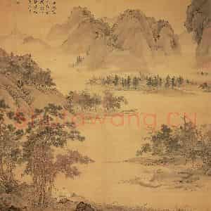 明代 仇英《秋江待渡》国画山水作品图片鉴赏