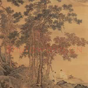 明代 仇英《秋江待渡》国画山水作品图片鉴赏