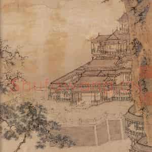 明代 仇英《仙山楼阁图》国画山水作品图片鉴赏