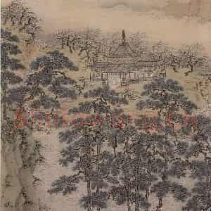明代 仇英《云溪仙馆图》国画作品图片鉴赏