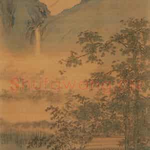 明代 仇英《桐阴书静图》国画山水作品图片鉴赏