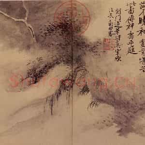 清代 王翚《仿方方壶幽涧寒松》国画山水作品图片鉴赏