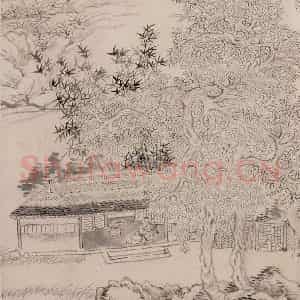 清朝 恽寿平《林居高士图》国画山水作品图片鉴赏
