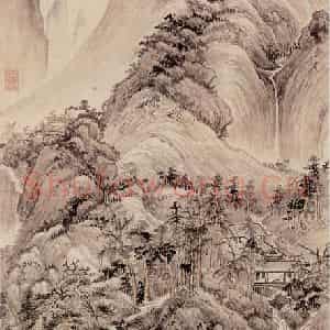 清代 王翚《画山水》国画山水浅设色作品图片鉴赏
