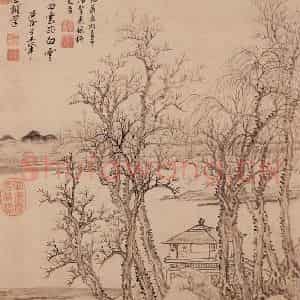 清代 王翚《画寒林小景》国画山水水墨作品图片鉴赏
