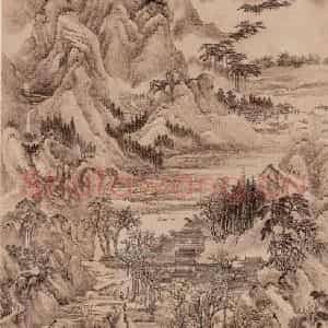 清代 王翚《千岩万壑图》国画山水浅设色作品图片鉴赏
