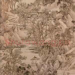 清代《千岩万壑图》局部《千岩万壑图》国画山水浅设色作品图片鉴赏
