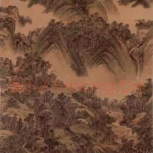 清代 王时敏《仿黄公望山水》国画山水设色作品图片鉴赏