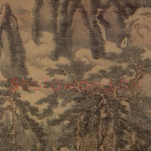 明朝 戴进《长松五鹿》国画综合作品图片鉴赏