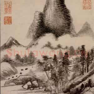 明朝 董其昌《奇峰白云》国画山水作品图片鉴赏