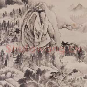 明朝 董其昌《夏木垂阴图》国画山水作品图片鉴赏