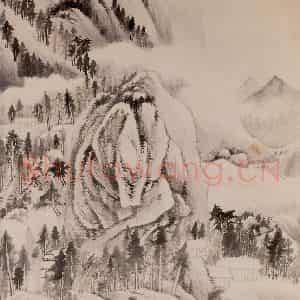 明朝 董其昌《夏木垂阴图》国画山水作品图片鉴赏