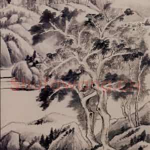 明朝 董其昌《夏木垂阴图》国画山水作品图片鉴赏